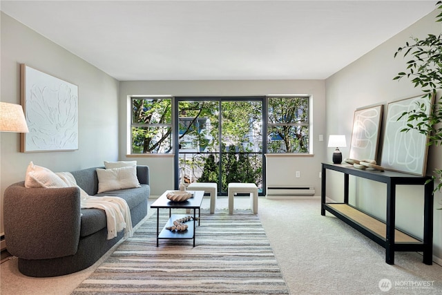 912 3rd Ave W Unit 303, Seattle, WA 98119 - living area with carpet and a baseboard heating unit