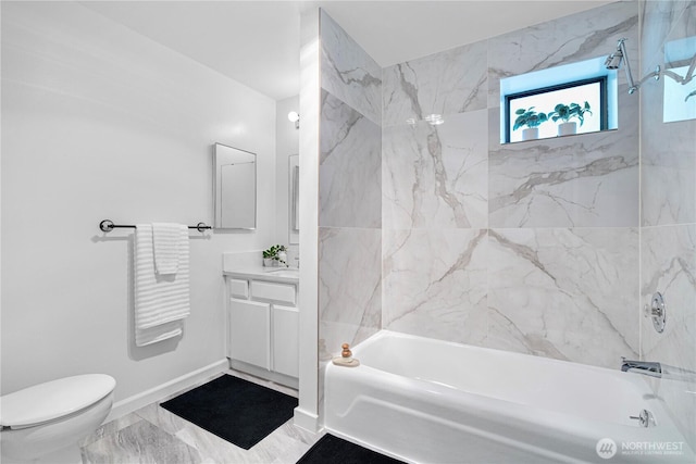 912 3rd Ave W Unit 303, Seattle, WA 98119 - full bathroom with toilet, baseboards, vanity, and shower / washtub combination