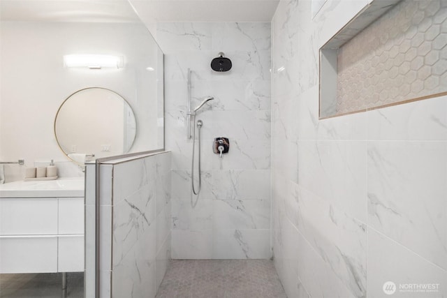 6409 NW 202nd Cir, Ridgefield, WA 98642 - full bathroom with vanity and a marble finish shower