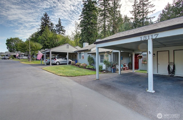 view of covered parking lot