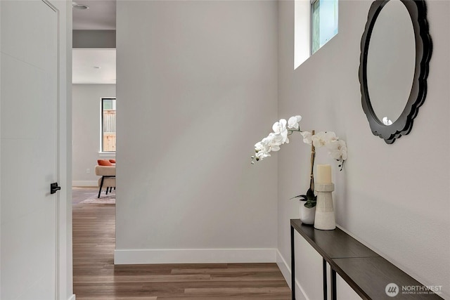 21403 39th Dr SE Unit B, Bothell, WA 98021 - hall with healthy amount of natural light, wood finished floors, and baseboards