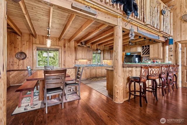 0 Boyd Rd, White Pass, WA 98377 - interior space featuring a healthy amount of sunlight, wood ceiling, wood walls, and beam ceiling