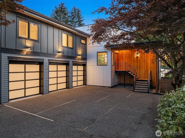 view of front of house featuring a garage and board and batten siding