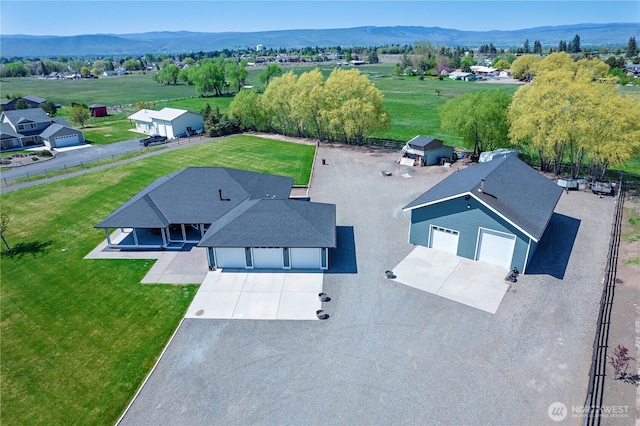 aerial view with a rural view and a mountain view