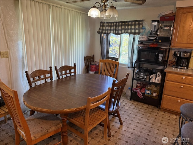 dining area with light floors