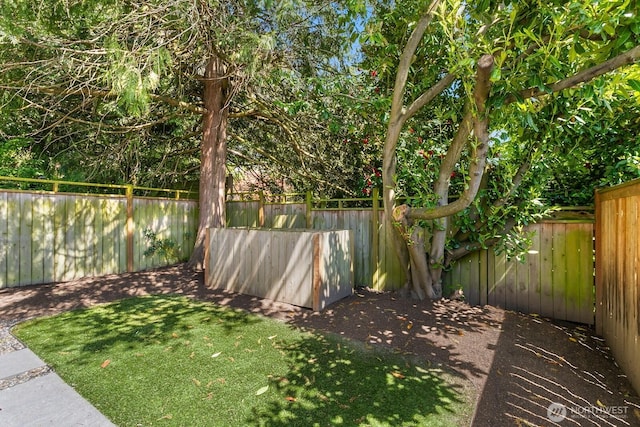 view of yard featuring a fenced backyard