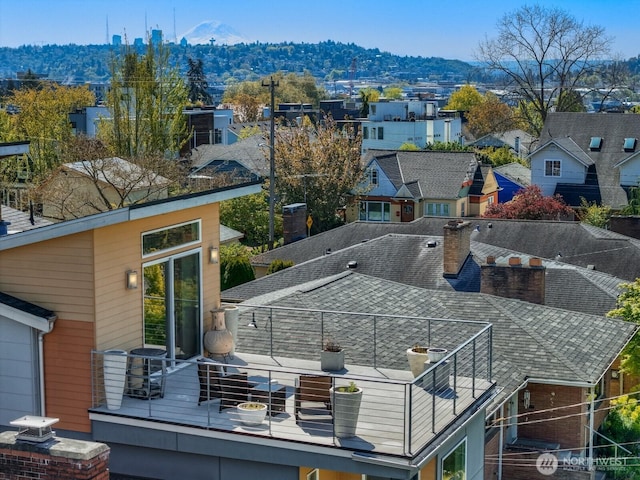 exterior space featuring a mountain view