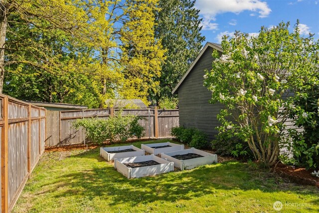 view of yard featuring a vegetable garden