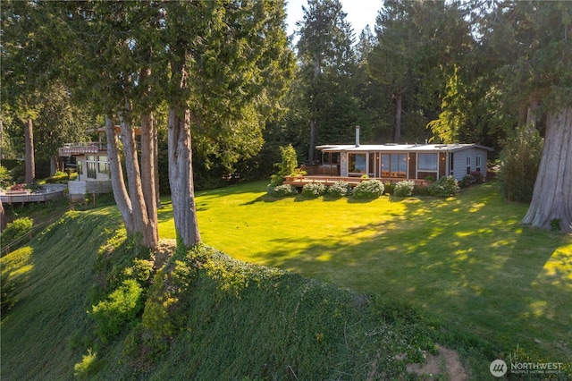 3003 Haxton Way, Bellingham, WA 98226 - view of green lawn featuring a wooden deck