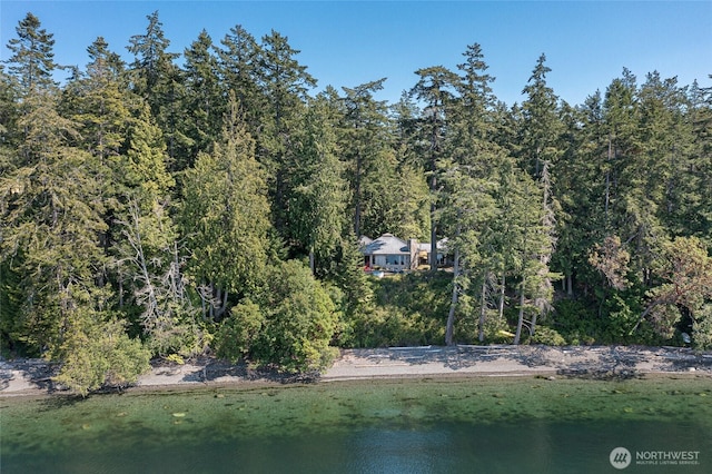 30 Smugglers Rowe, Henry Island, WA 98250 - aerial overview of property's location featuring a forest and a nearby body of water
