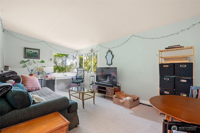 812 N 59th St, Seattle, WA 98103 - carpeted living area with vaulted ceiling