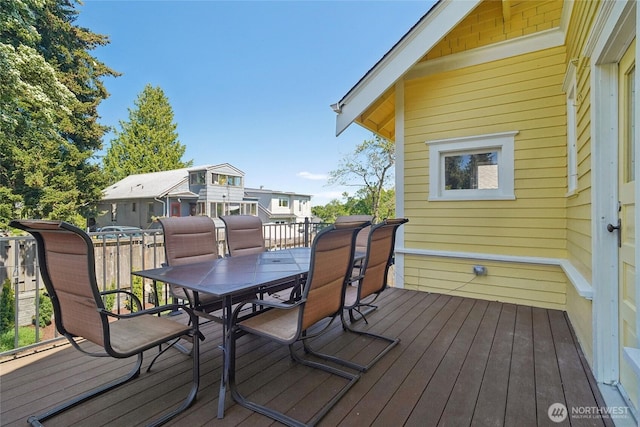 deck featuring outdoor dining space