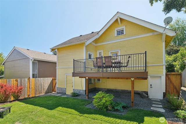 back of house with a wooden deck