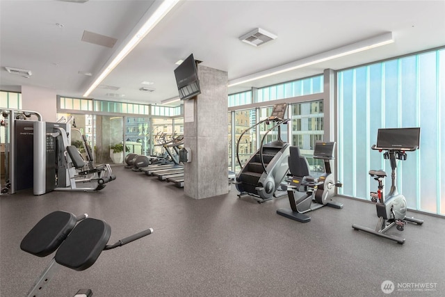 121 Stewart St Unit 2807, Seattle, WA 98101 - exercise room with floor to ceiling windows