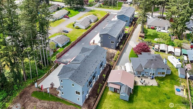 bird's eye view with a residential view