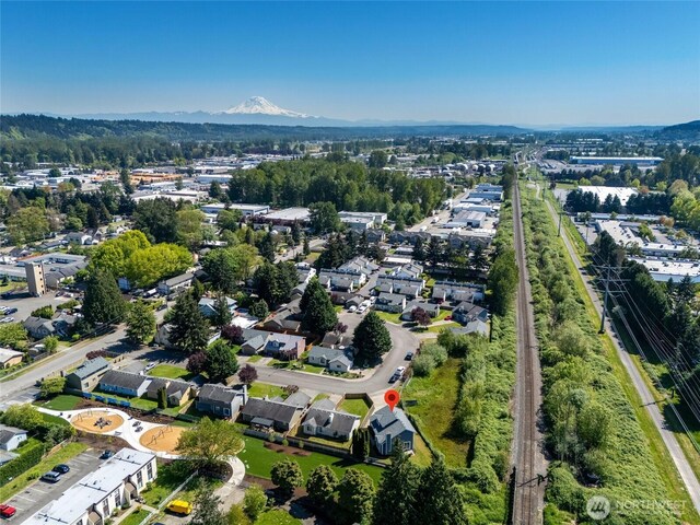 drone / aerial view of a mountain backdrop