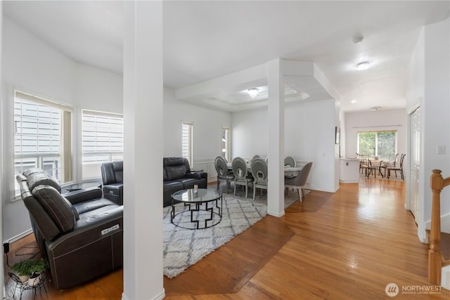 living area with light wood-style floors