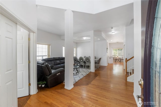 foyer featuring light wood-style flooring