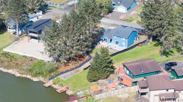 293 Glacier Ct SE, Ocean Shores, WA 98569 - birds eye view of property featuring a water view and a residential view