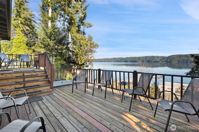 51 N Old Mill Hill Rd, Hoodsport, WA 98548 - wooden terrace featuring a water view