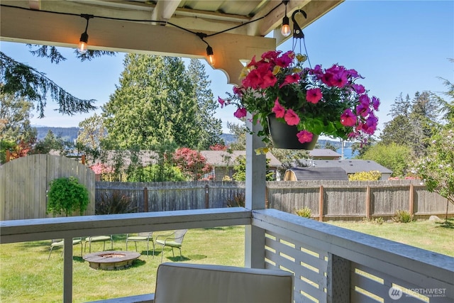 3276 E Harbor Rd, Langley, WA 98260 - exterior space featuring an outdoor fire pit and a fenced backyard