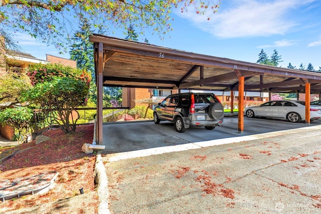view of covered parking lot