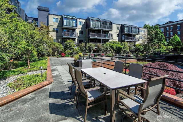 view of patio / terrace with fence and outdoor dining area