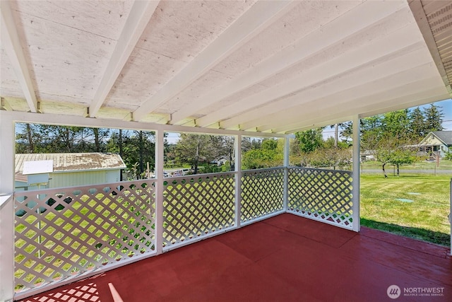 view of unfurnished sunroom
