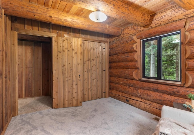 1321 E Smith Rd, Bellingham, WA 98226 - additional living space featuring wooden ceiling, carpet, and beamed ceiling