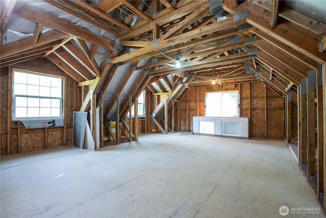 view of unfinished attic