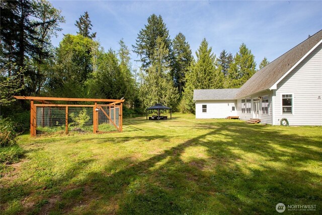 view of yard with a gazebo