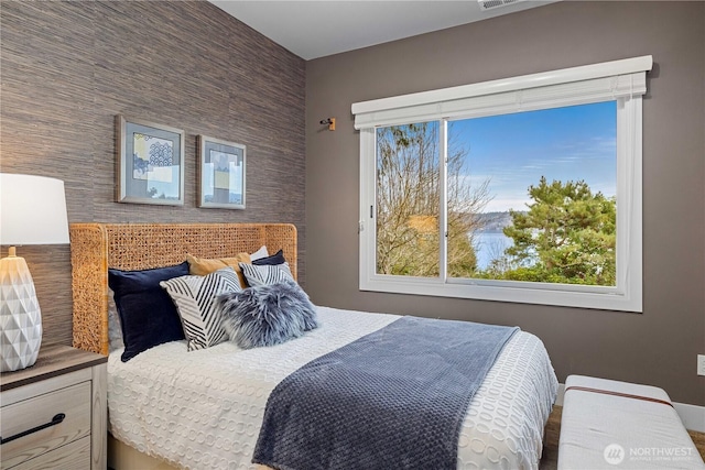 bedroom with visible vents