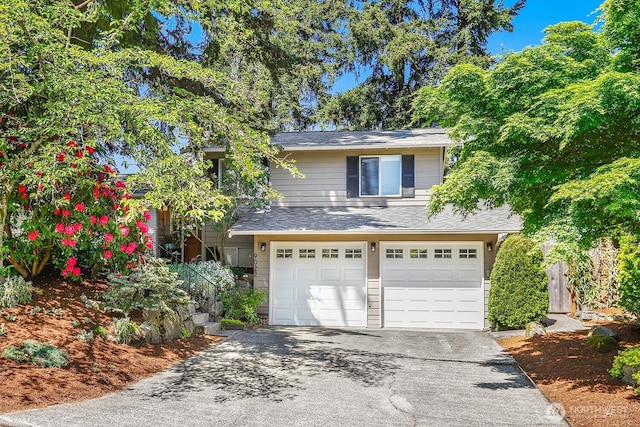 view of front facade with driveway and an attached garage