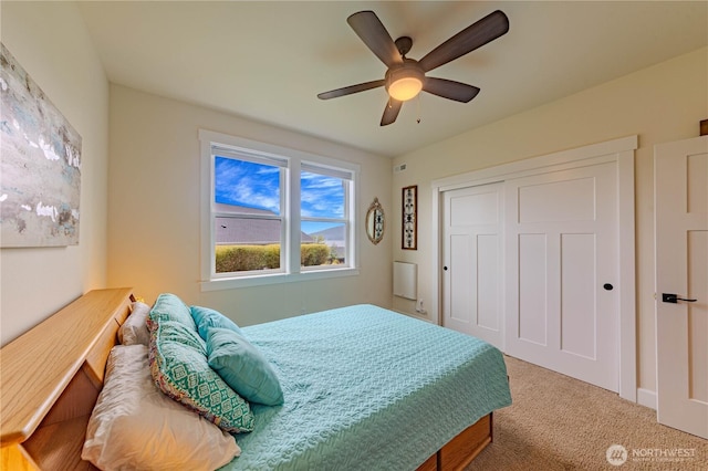 1602 Latitude Cir, Anacortes, WA 98221 - carpeted bedroom with a closet and ceiling fan
