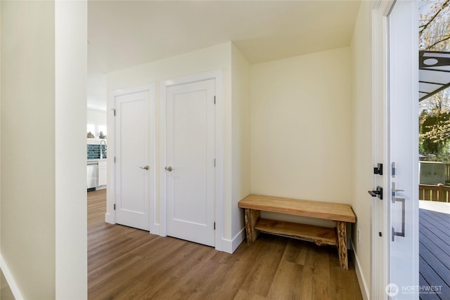 9253 6th Ave NW, Seattle, WA 98117 - mudroom with baseboards, wood finished floors, and a wealth of natural light