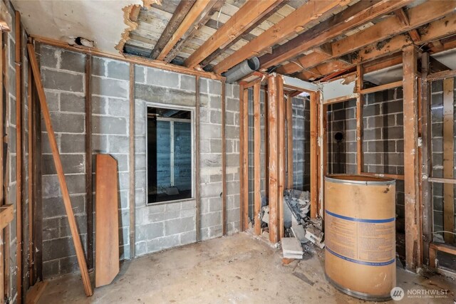 view of unfinished basement