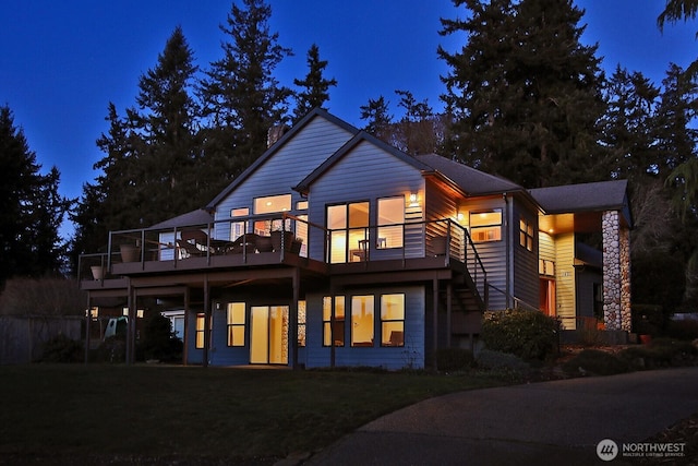 1491 Olympic Heights Ln, Freeland, WA 98249 - view of back of house at night