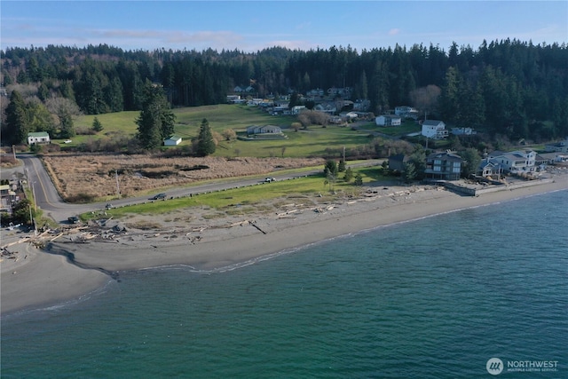 1491 Olympic Heights Ln, Freeland, WA 98249 - aerial view with a water view and a forest view