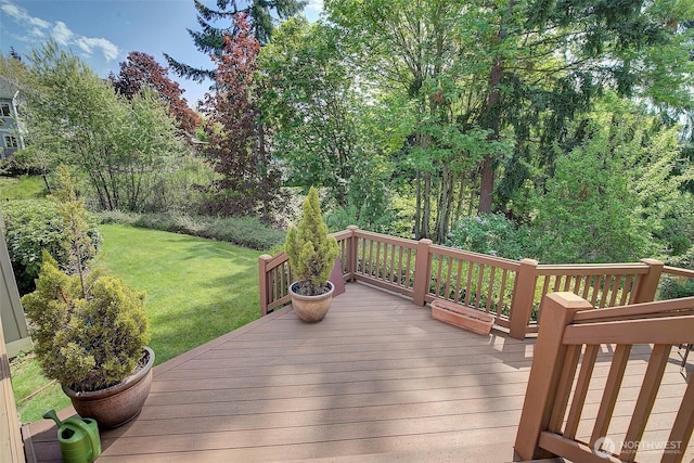deck with a yard