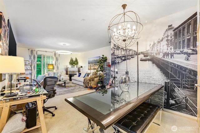 825 Harrington Pl SE Unit 2145, Renton, WA 98058 - miscellaneous room featuring carpet floors, a water view, and a chandelier