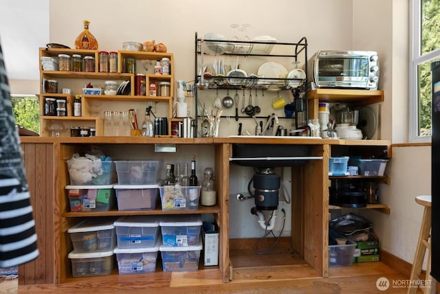 storage room with a toaster