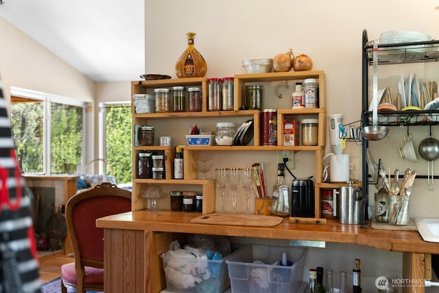 interior space with vaulted ceiling