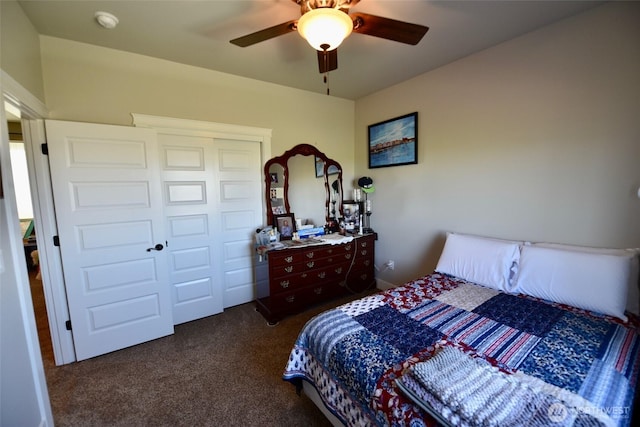 1755 E Madera St, Othello, WA 99344 - bedroom featuring a closet, carpet flooring, and a ceiling fan
