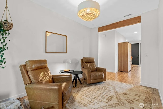5601 Lewis River Rd, Ariel, WA 98603 - sitting room featuring baseboards, a chandelier, wood finished floors, and recessed lighting