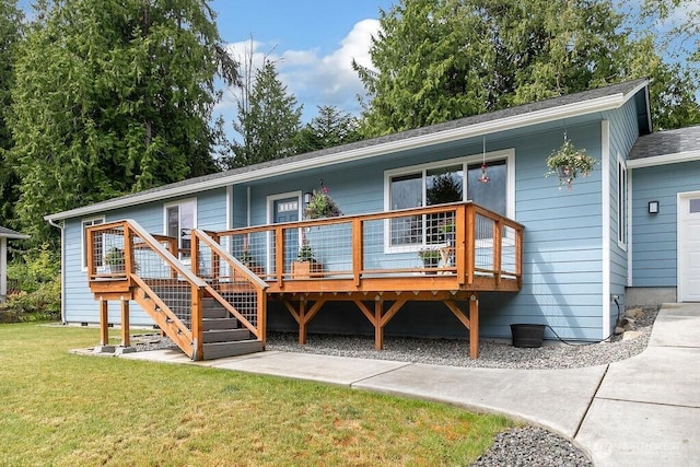 155 Baldwin Ln, Port Ludlow, WA 98365 - back of house featuring a lawn, a deck, and stairs