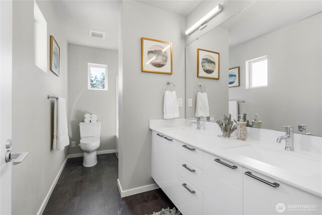 13826 Brookdale Ln E Unit 96, Tacoma, WA 98445 - bathroom with plenty of natural light, a sink, baseboards, and toilet