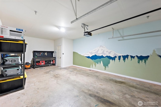 garage featuring baseboards and a garage door opener