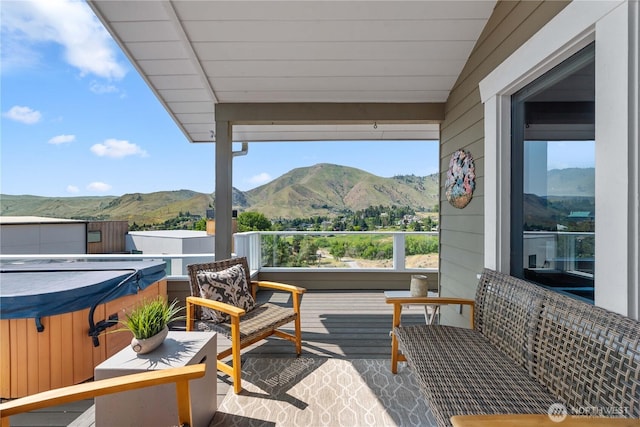 1014 Westmorland Dr, Wenatchee, WA 98801 - deck featuring a hot tub and a mountain view
