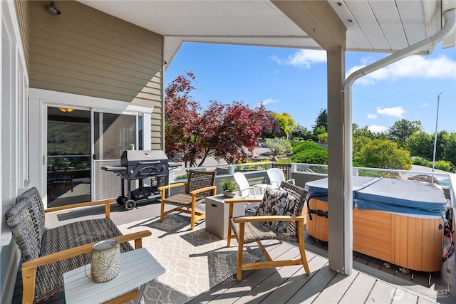1014 Westmorland Dr, Wenatchee, WA 98801 - deck featuring a hot tub and a grill