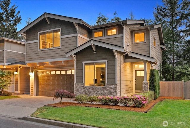 3530 128th St SE, Everett, WA 98208 - craftsman inspired home featuring a garage, stone siding, and driveway